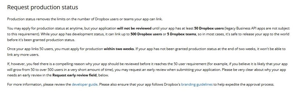Request Production Status Page