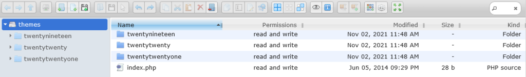 Advanced File Manager toolbar icons overview