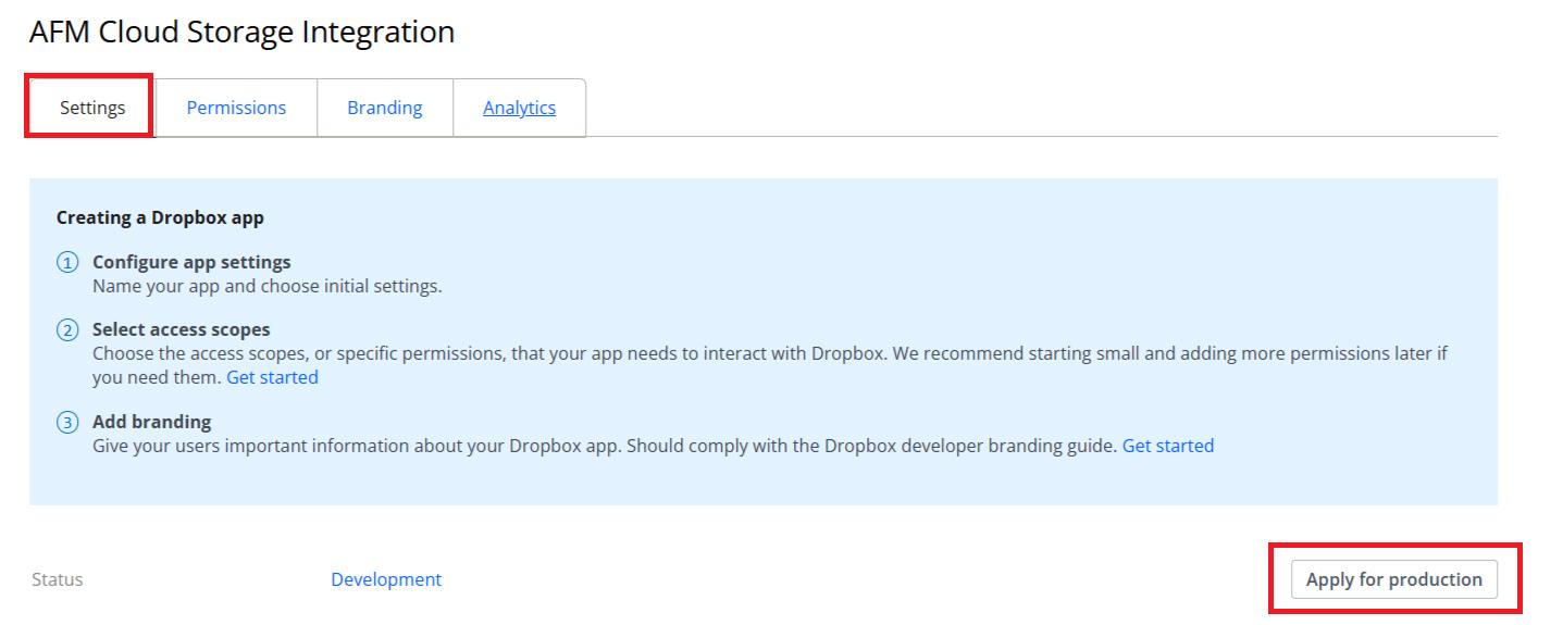 click apply for production